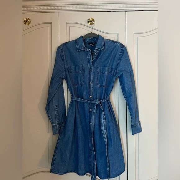 Joe Fresh Denim Dress with Pockets and Belt - Picture 1 of 9